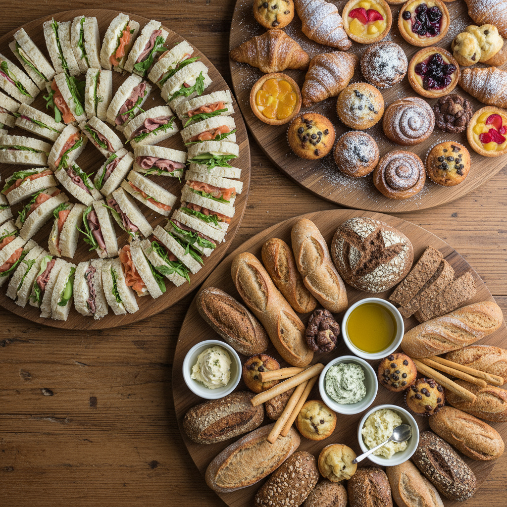 Bandejas de catering con surtidos salados y dulces